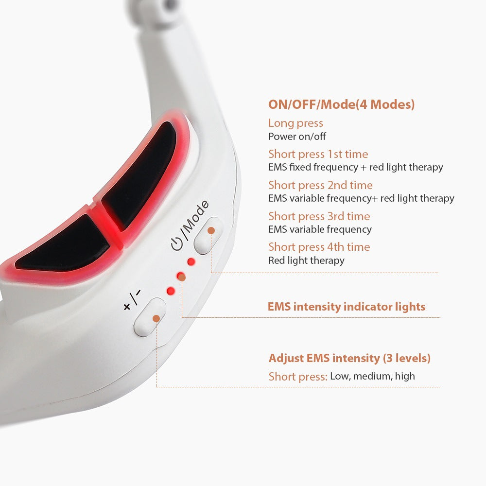Microcurrent massage beauty eye care device, red light eye massager to fade dark circles, and eye beauty device