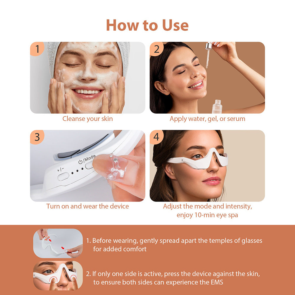 Microcurrent massage beauty eye care device, red light eye massager to fade dark circles, and eye beauty device